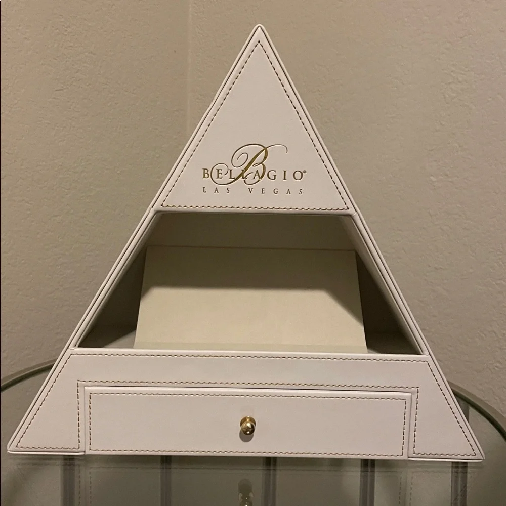 Bellagio Las Vegas White and Gold Pyramid Box